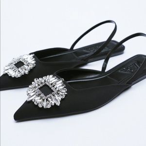 Flat Mules with Rhinestone